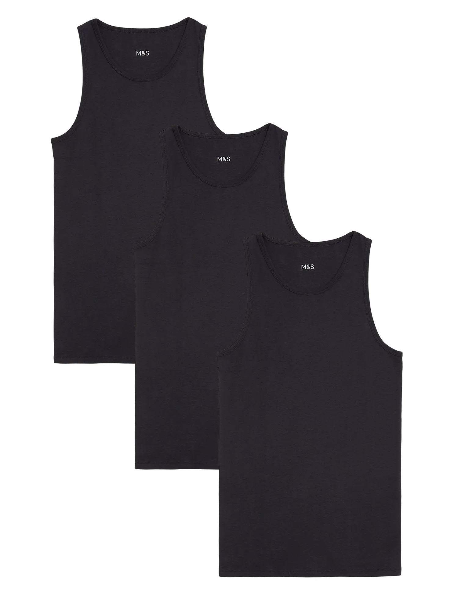 3pk Pure Cotton Sleeveless Vests