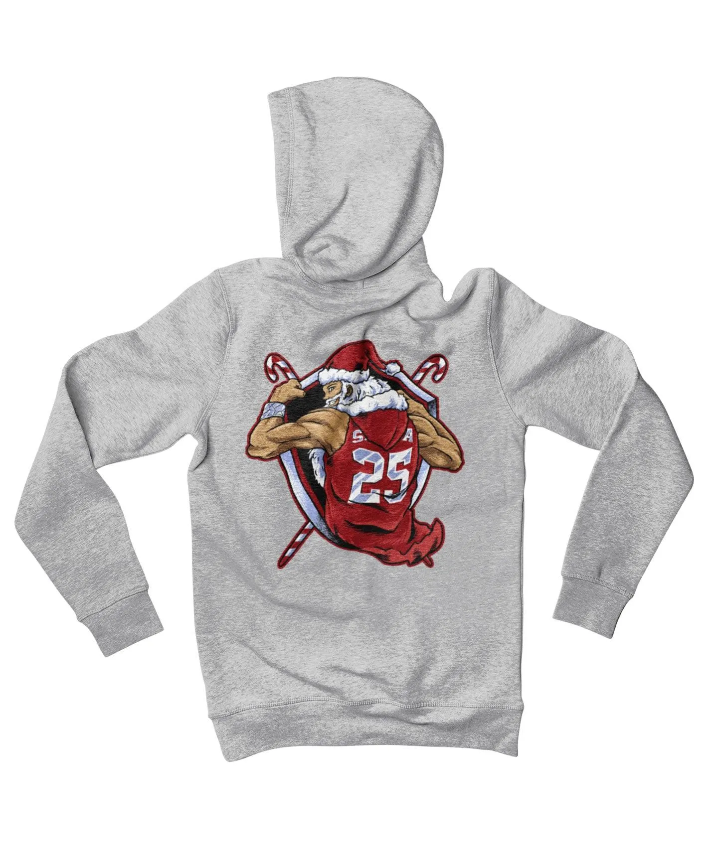 Athletic Old Man Santa Back Printed Christmas Hoodie