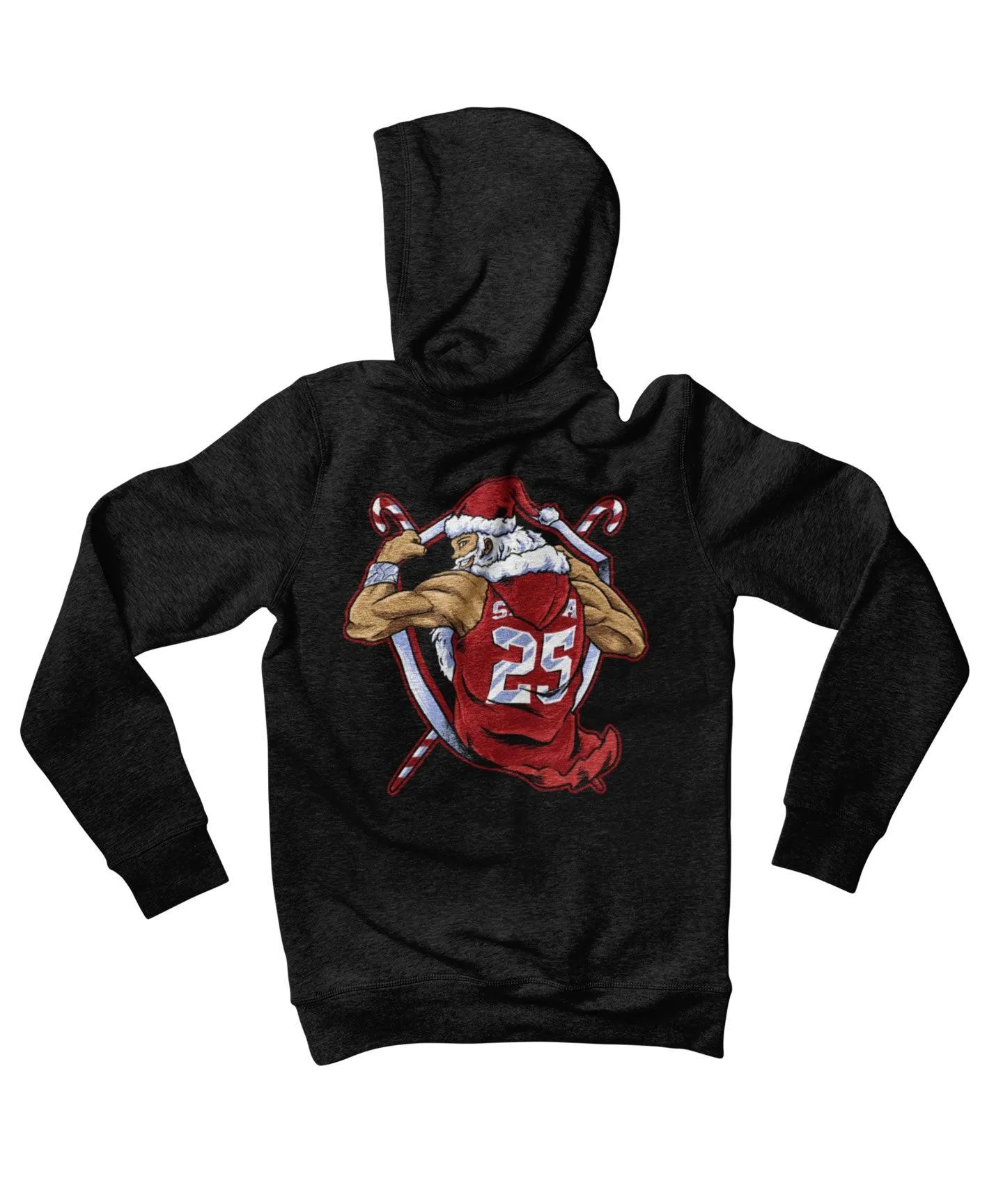 Athletic Old Man Santa Back Printed Christmas Hoodie