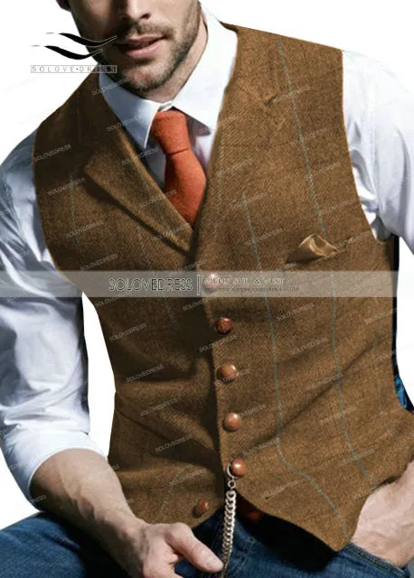 Basil - Dark Academia Brown Casual Gentlemen's Soft Wool Vest