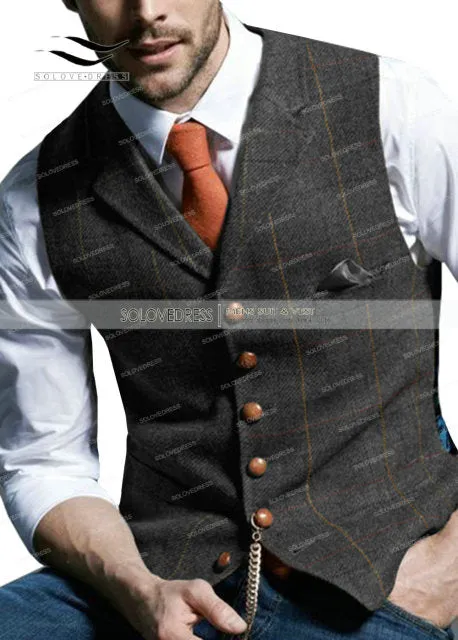 Basil - Dark Academia Brown Casual Gentlemen's Soft Wool Vest