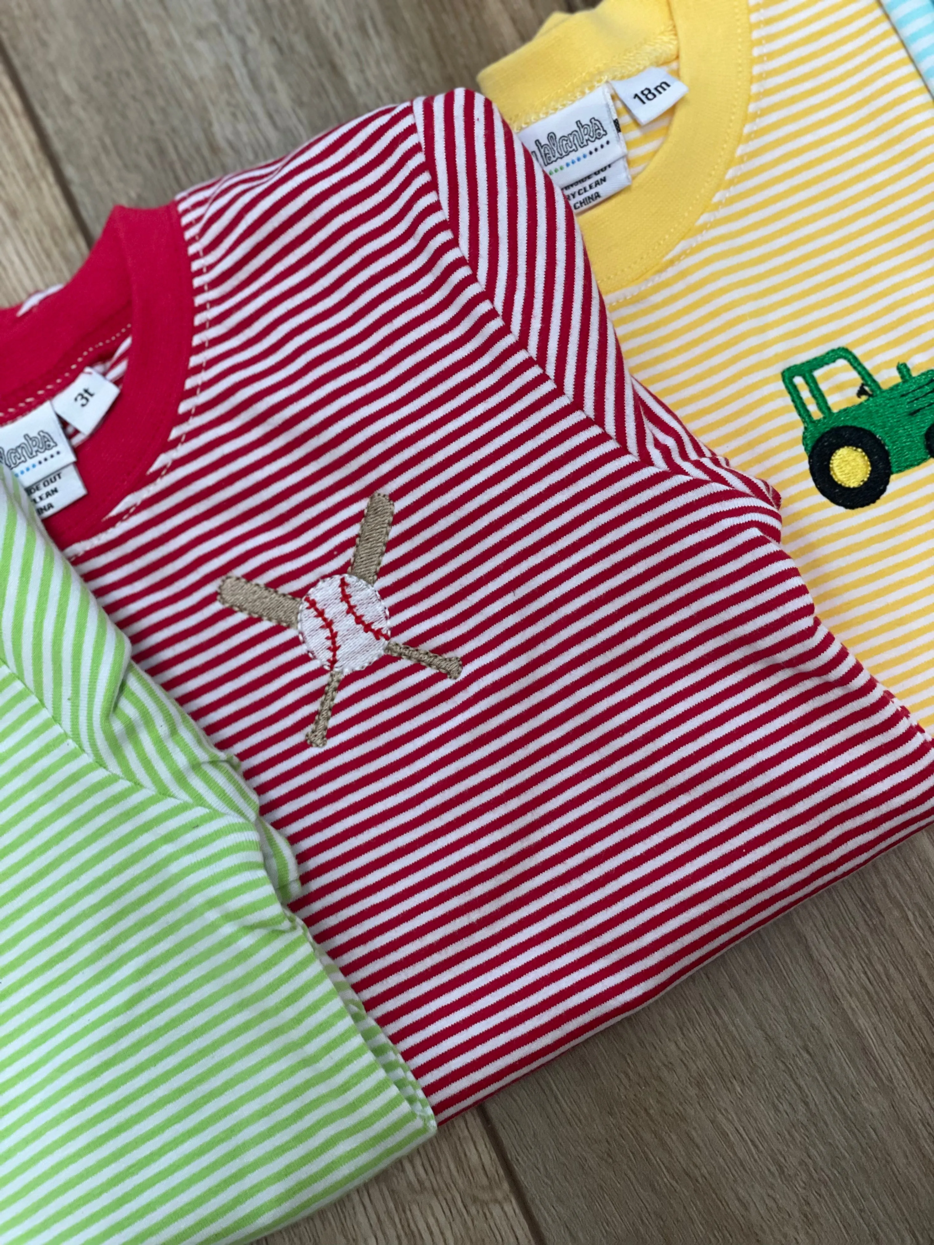 Boys Embroidered Striped Tees