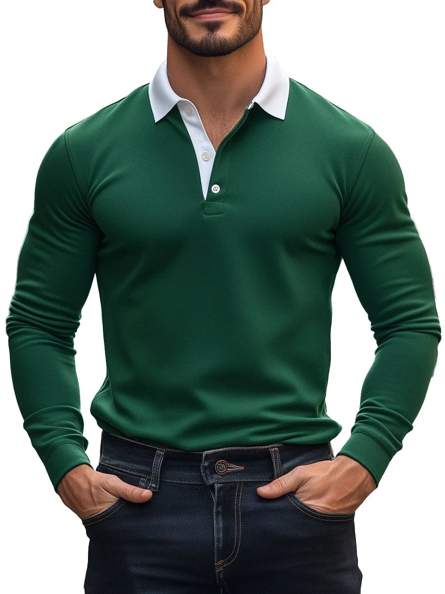 Business Green Long Sleeve Polo Shirt