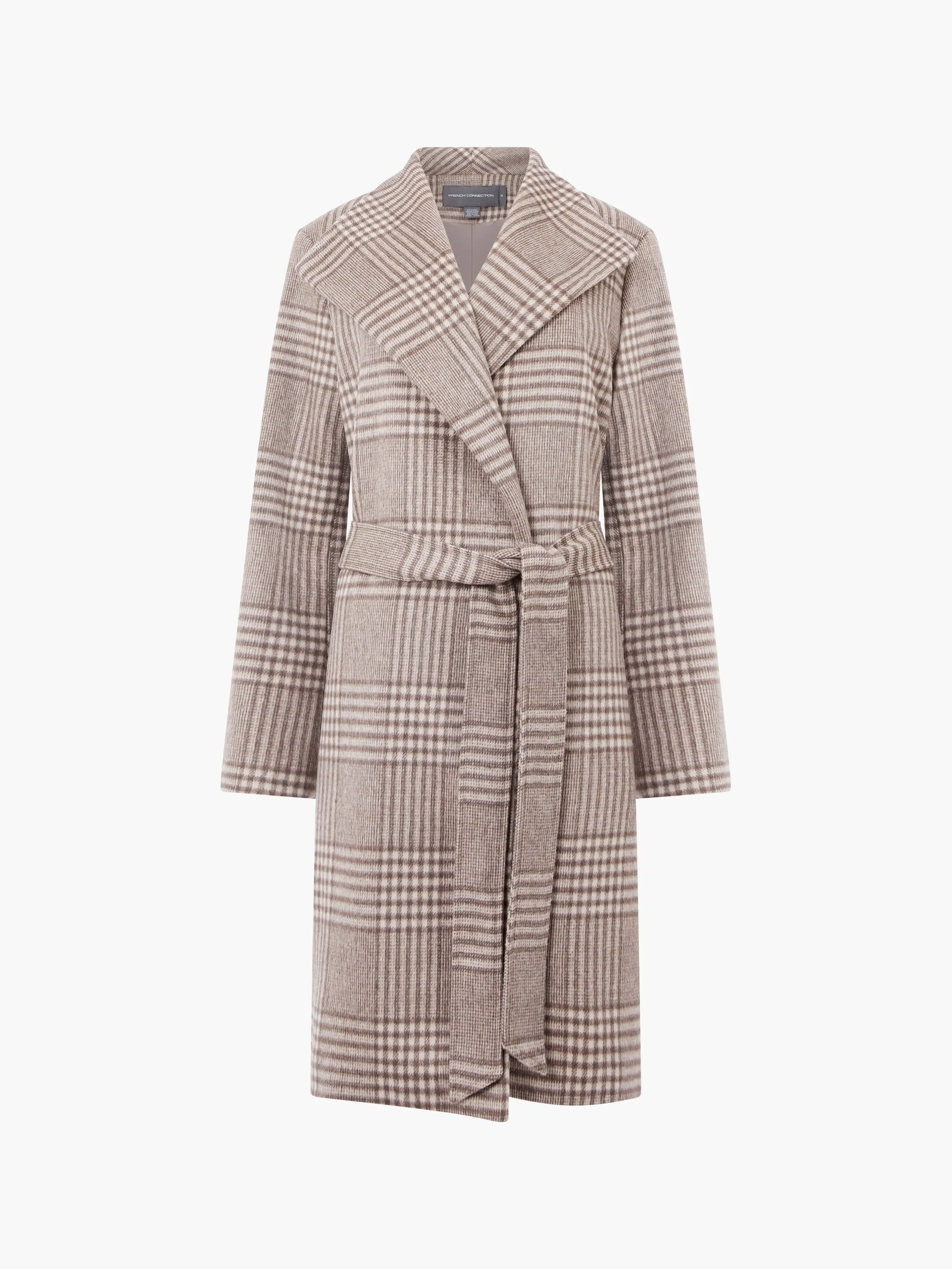 Check Belted Wrap Coat