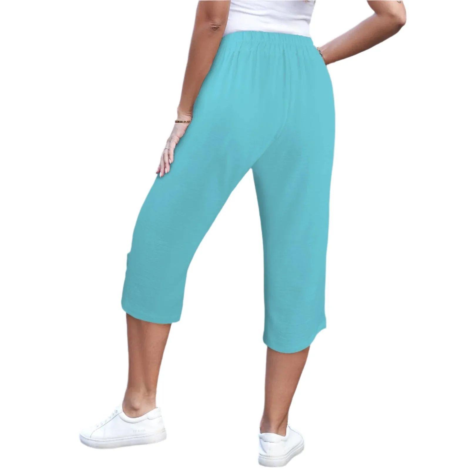 Circa Blue Button Trim Capri Pants