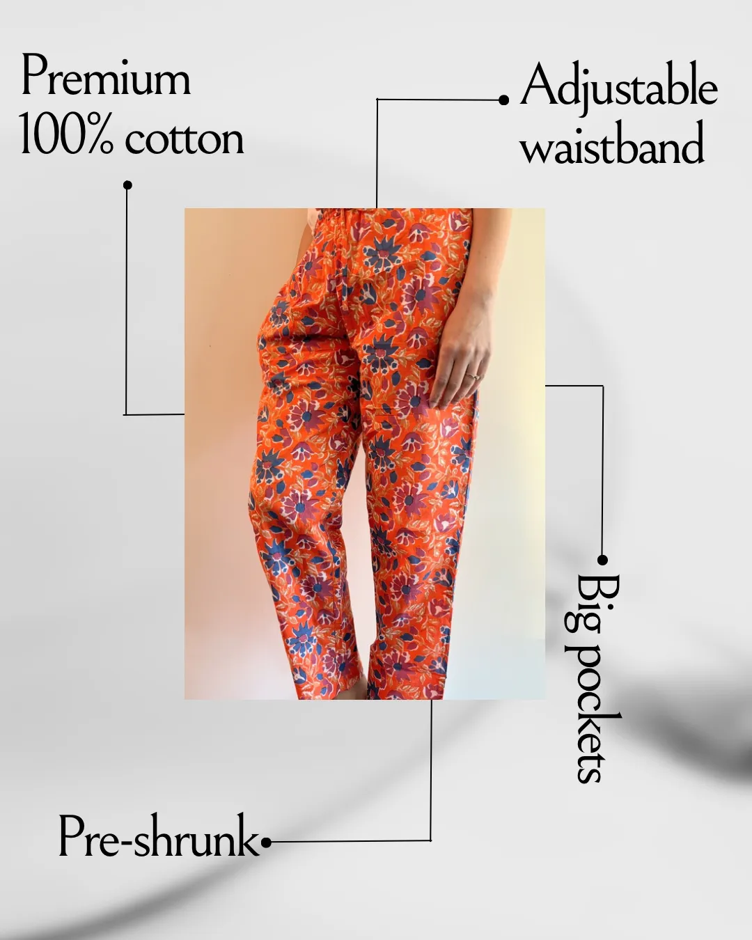 Cotton Pajama Pants Women - Tangerine Twilight