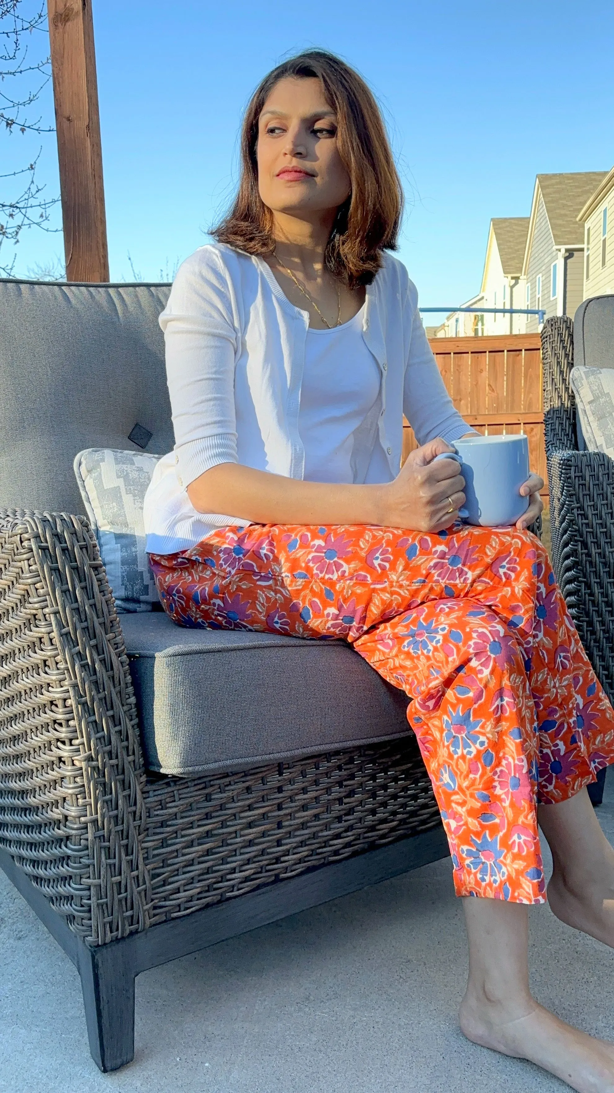 Cotton Pajama Pants Women - Tangerine Twilight