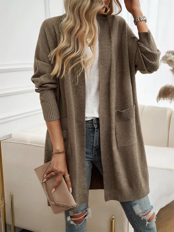 Cozy Layer Long Cardigan with Batwing Sleeves for Women