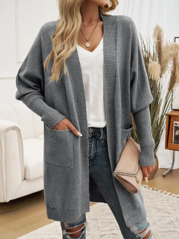 Cozy Layer Long Cardigan with Batwing Sleeves for Women