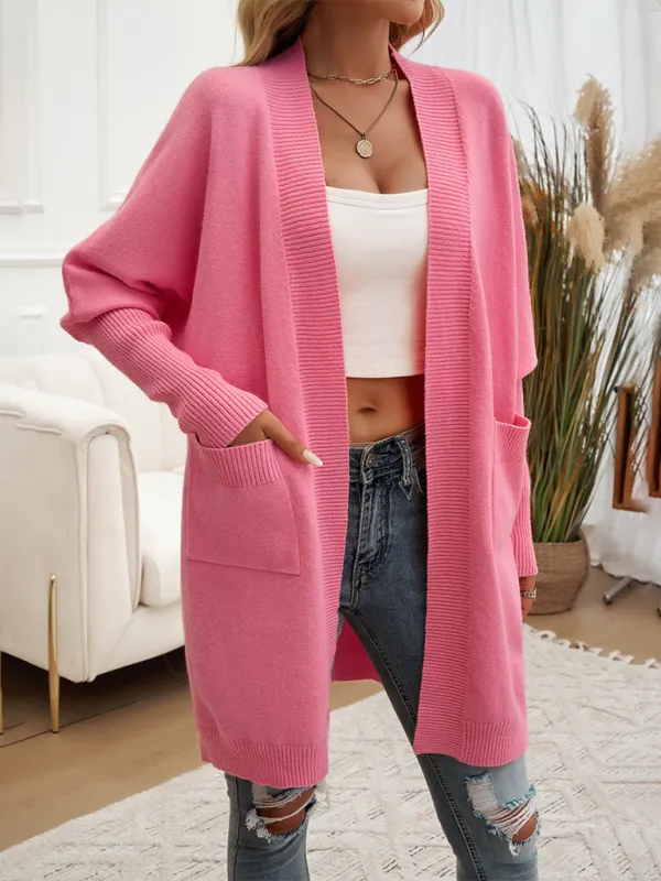 Cozy Layer Long Cardigan with Batwing Sleeves for Women