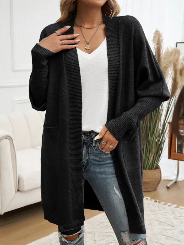 Cozy Layer Long Cardigan with Batwing Sleeves for Women