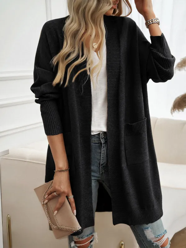 Cozy Layer Long Cardigan with Batwing Sleeves for Women