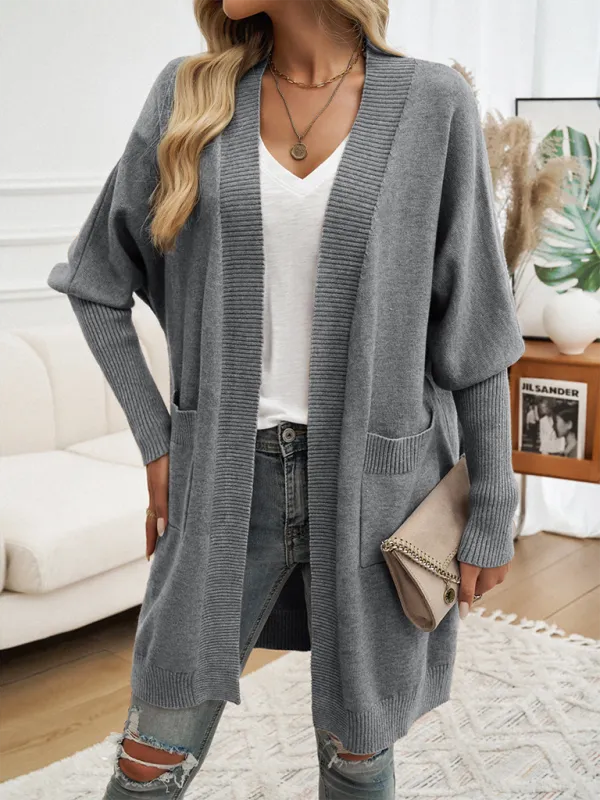 Cozy Layer Long Cardigan with Batwing Sleeves for Women