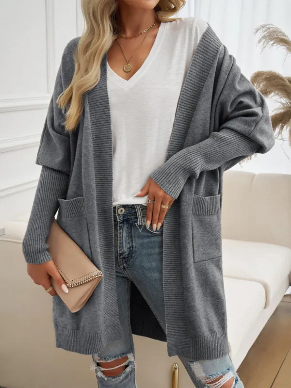 Cozy Layer Long Cardigan with Batwing Sleeves for Women