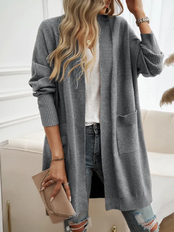 Cozy Layer Long Cardigan with Batwing Sleeves for Women