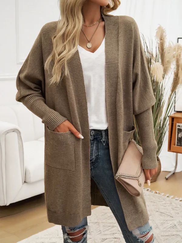 Cozy Layer Long Cardigan with Batwing Sleeves for Women