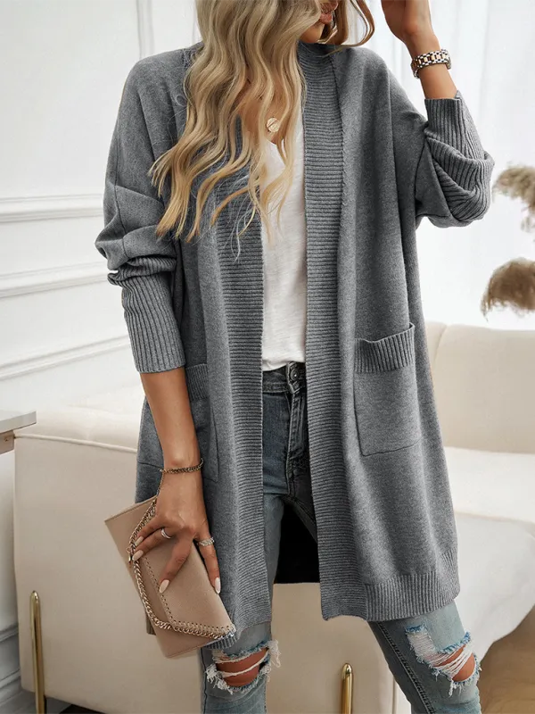 Cozy Layer Long Cardigan with Batwing Sleeves for Women