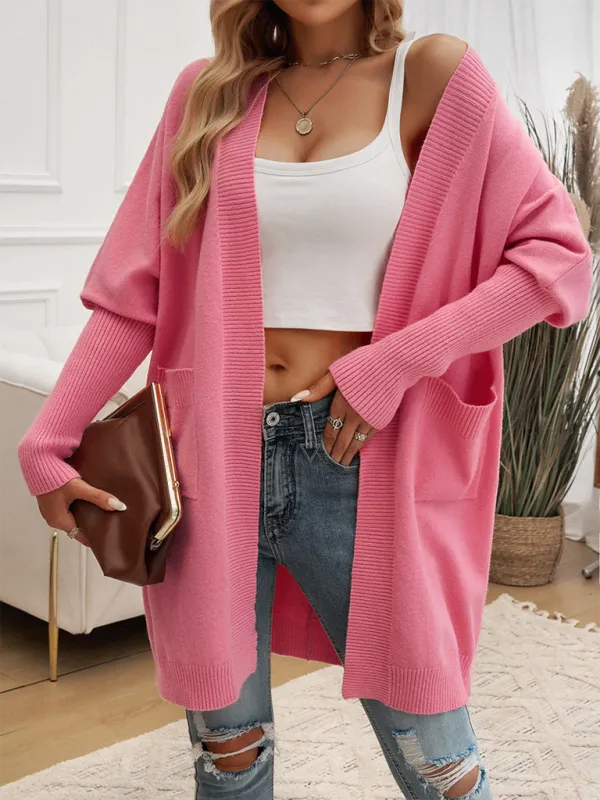 Cozy Layer Long Cardigan with Batwing Sleeves for Women