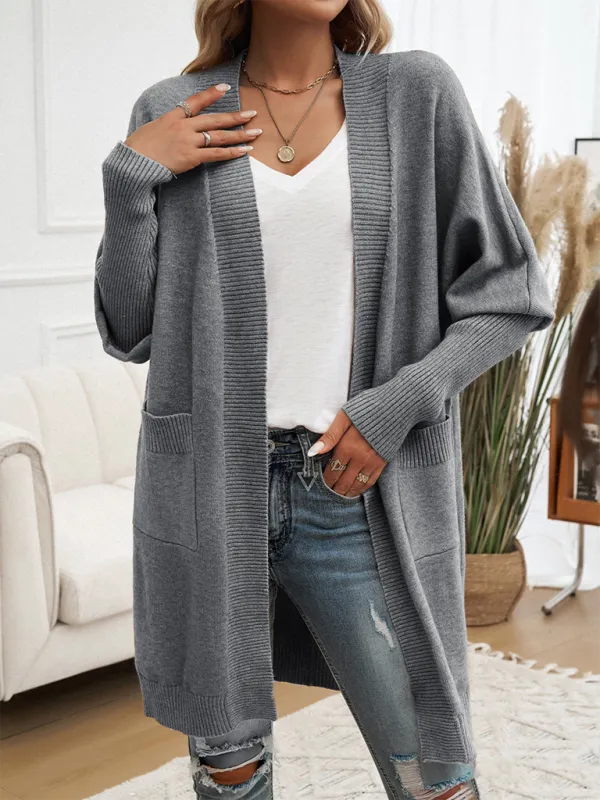 Cozy Layer Long Cardigan with Batwing Sleeves for Women