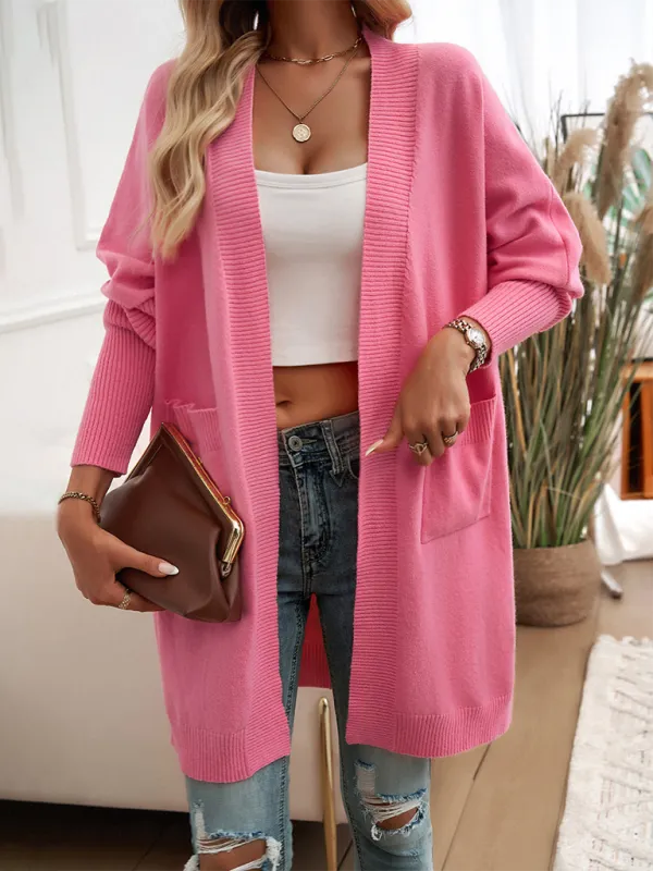 Cozy Layer Long Cardigan with Batwing Sleeves for Women