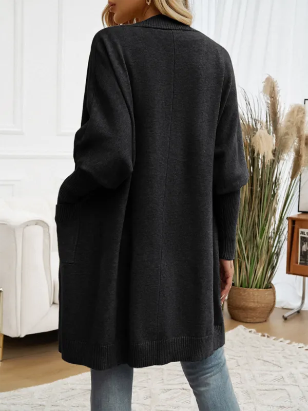 Cozy Layer Long Cardigan with Batwing Sleeves for Women