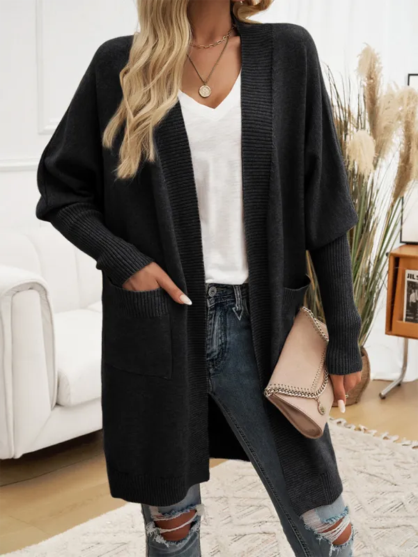 Cozy Layer Long Cardigan with Batwing Sleeves for Women