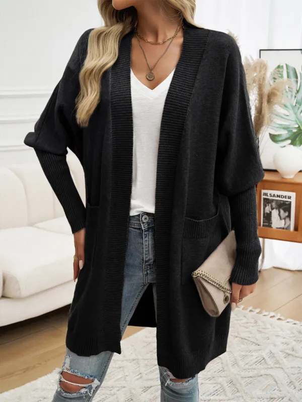 Cozy Layer Long Cardigan with Batwing Sleeves for Women