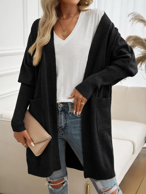 Cozy Layer Long Cardigan with Batwing Sleeves for Women