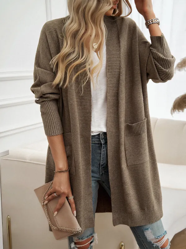 Cozy Layer Long Cardigan with Batwing Sleeves for Women