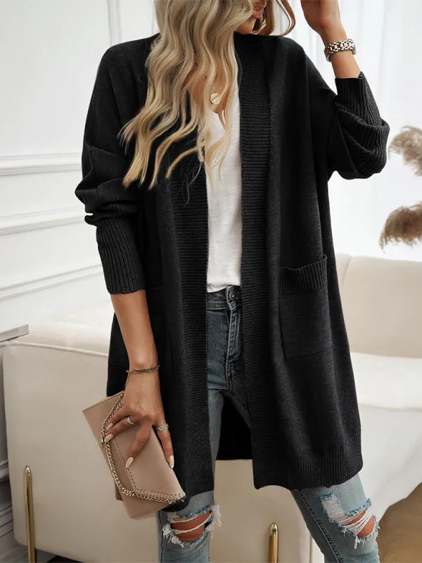 Cozy Layer Long Cardigan with Batwing Sleeves for Women