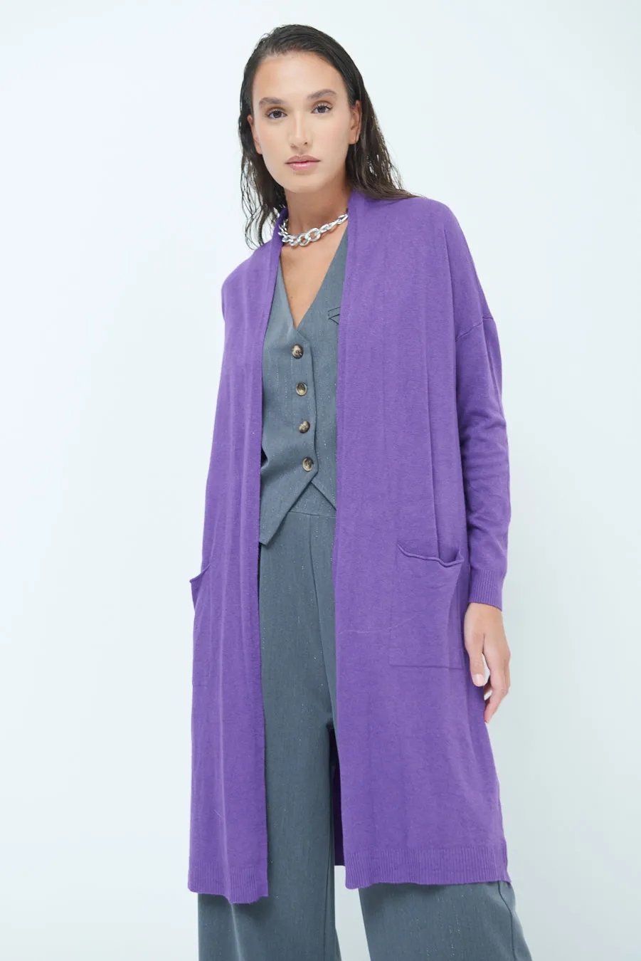 Cozy longline open-front cardigan wholesale