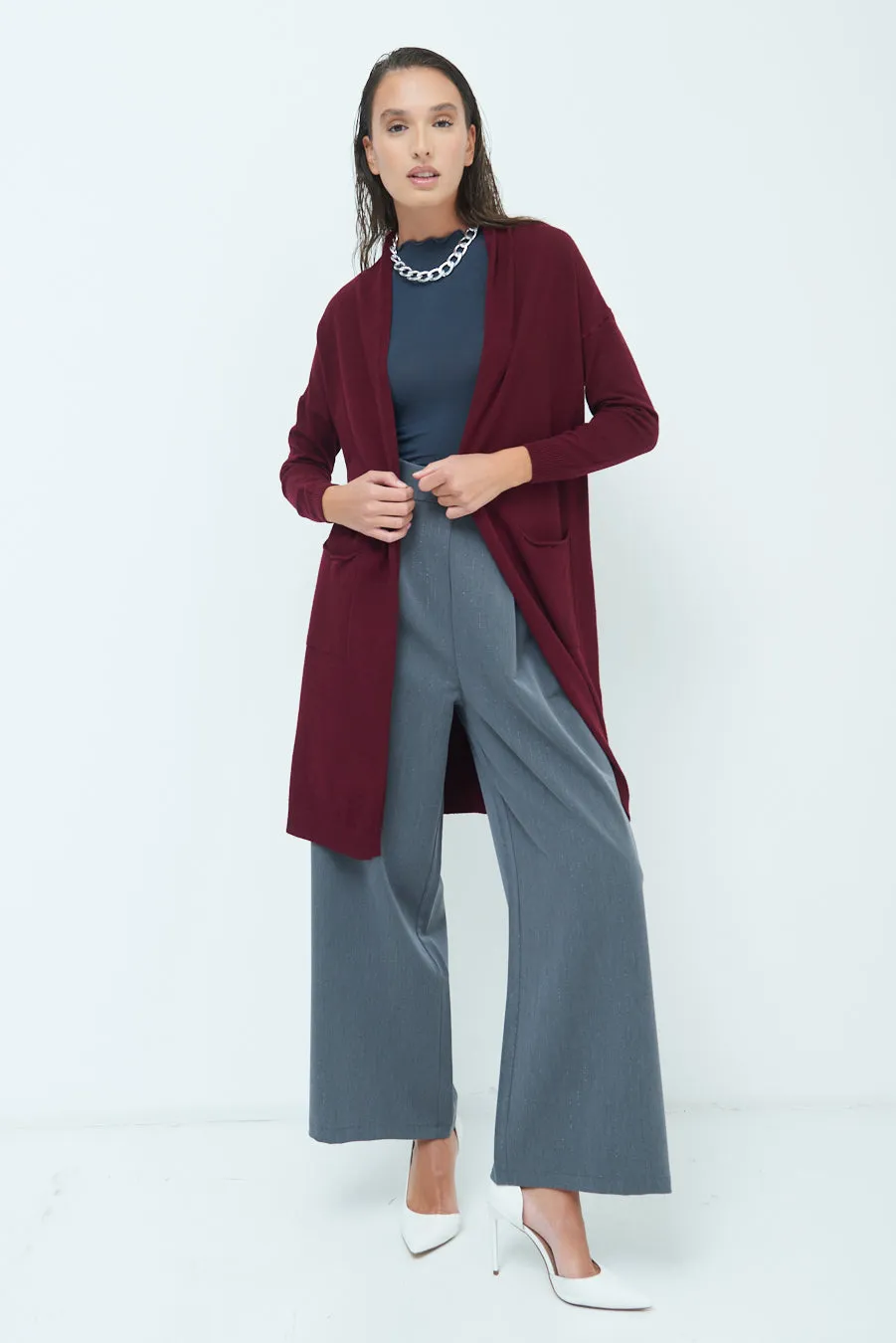 Cozy longline open-front cardigan wholesale