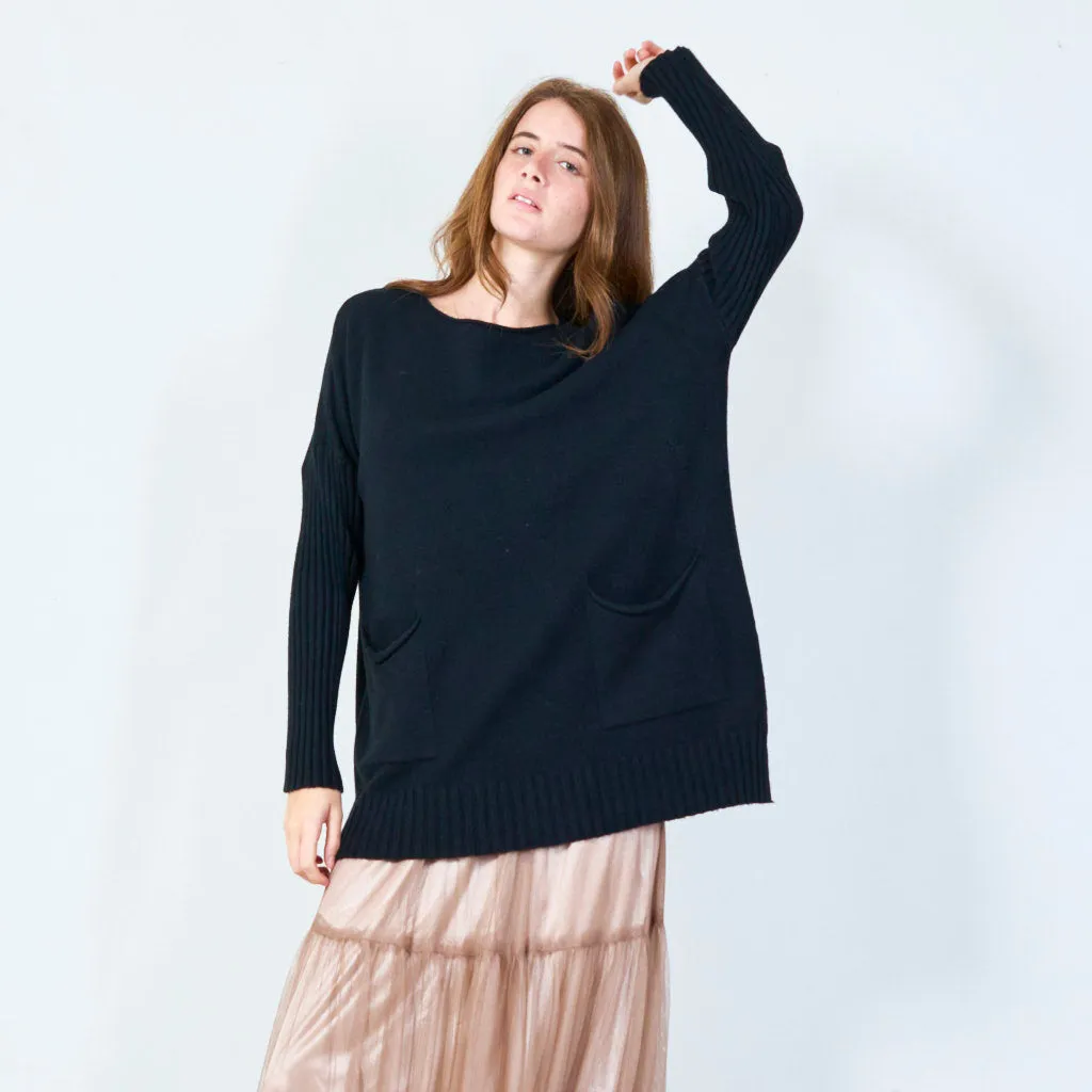 Cozy oversized pocket sweater wholesale