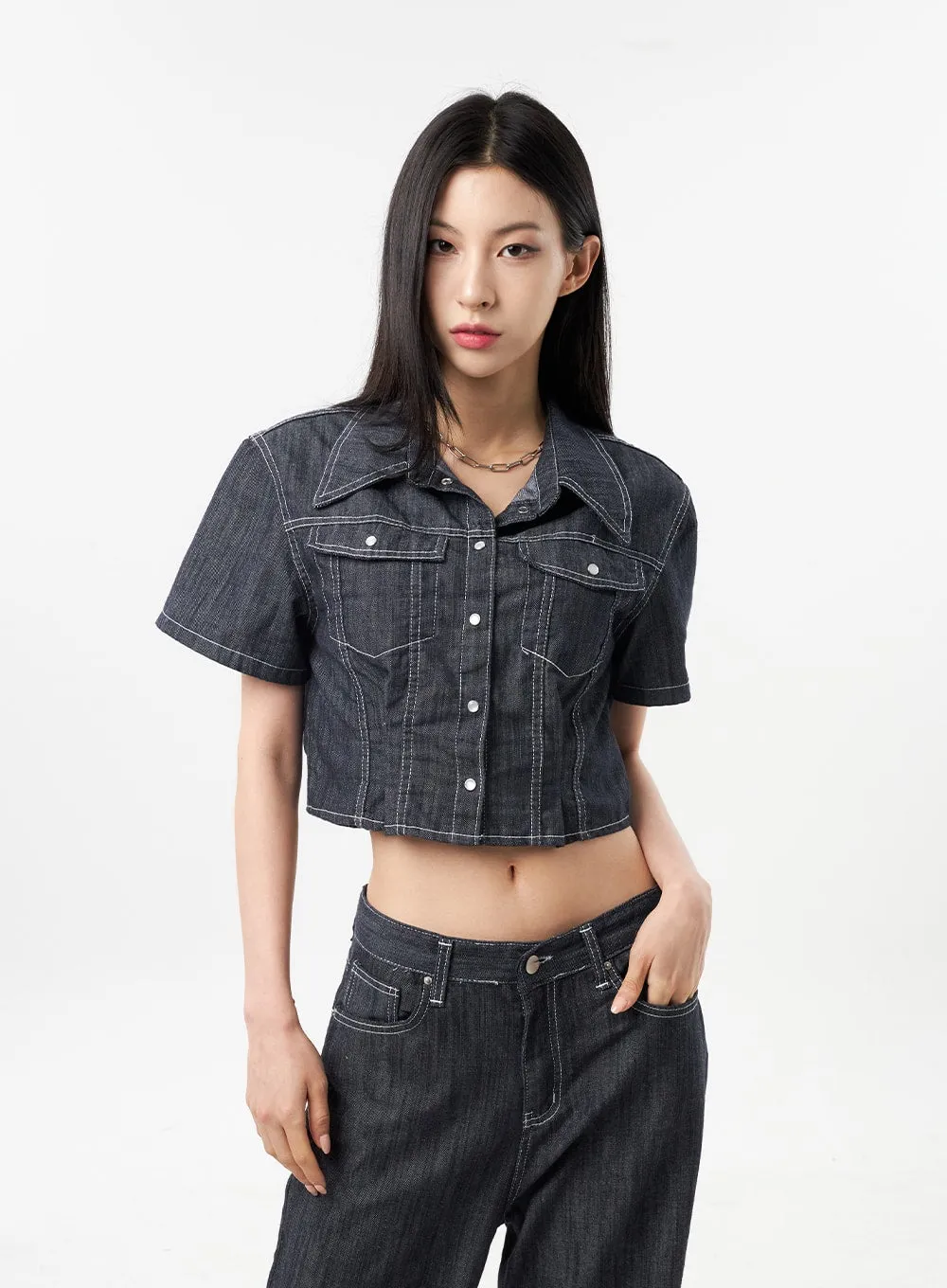 Cropped Denim Shirt CU312