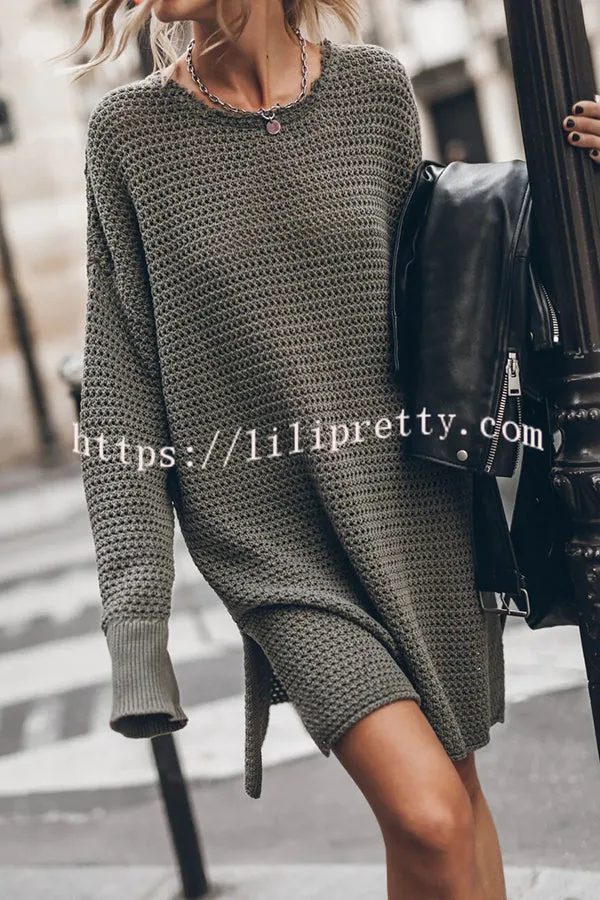 Cup of Cozy Knit Oversized Slit Side Sweater