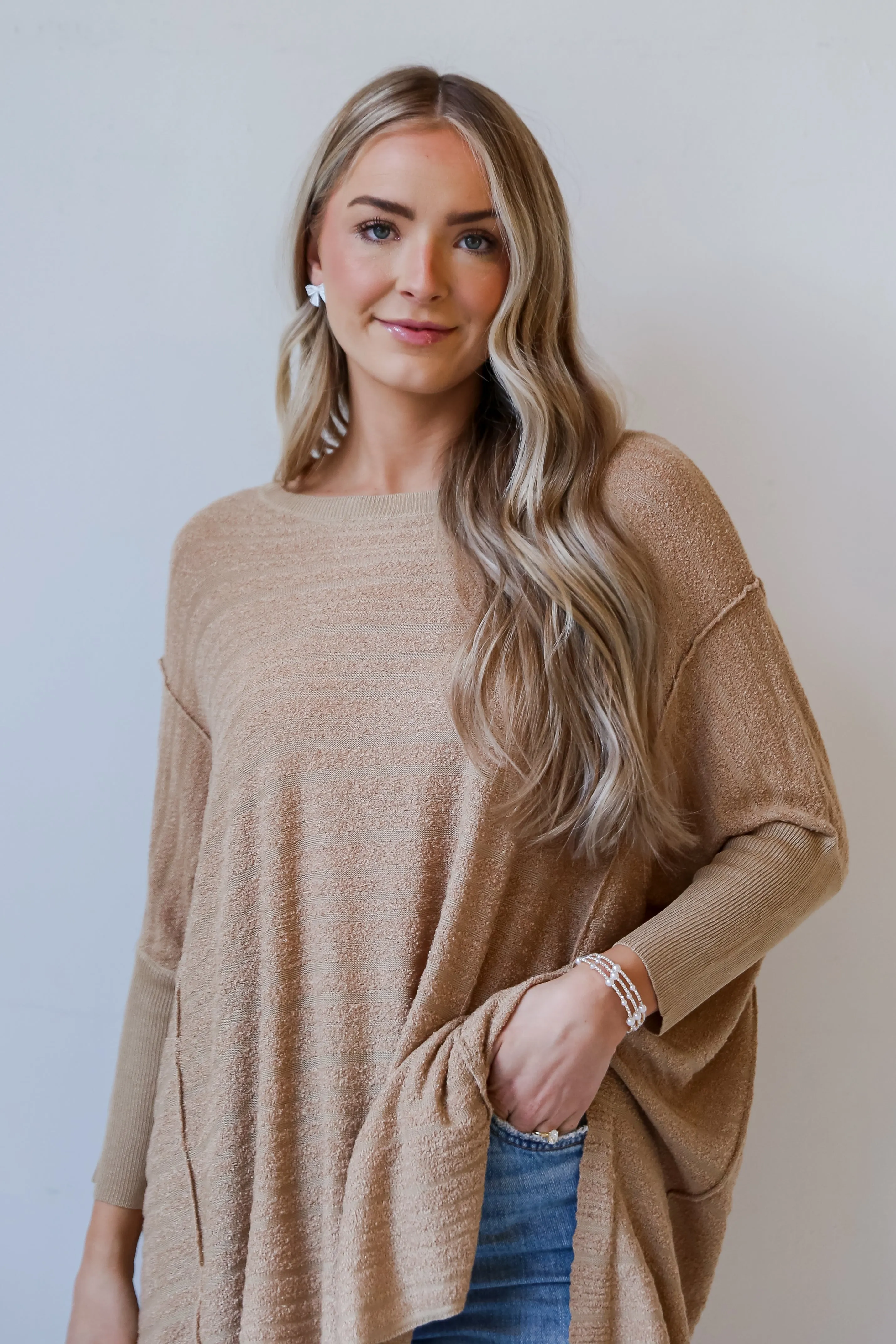 FINAL SALE - More Than Essential Taupe Oversized Knit Top