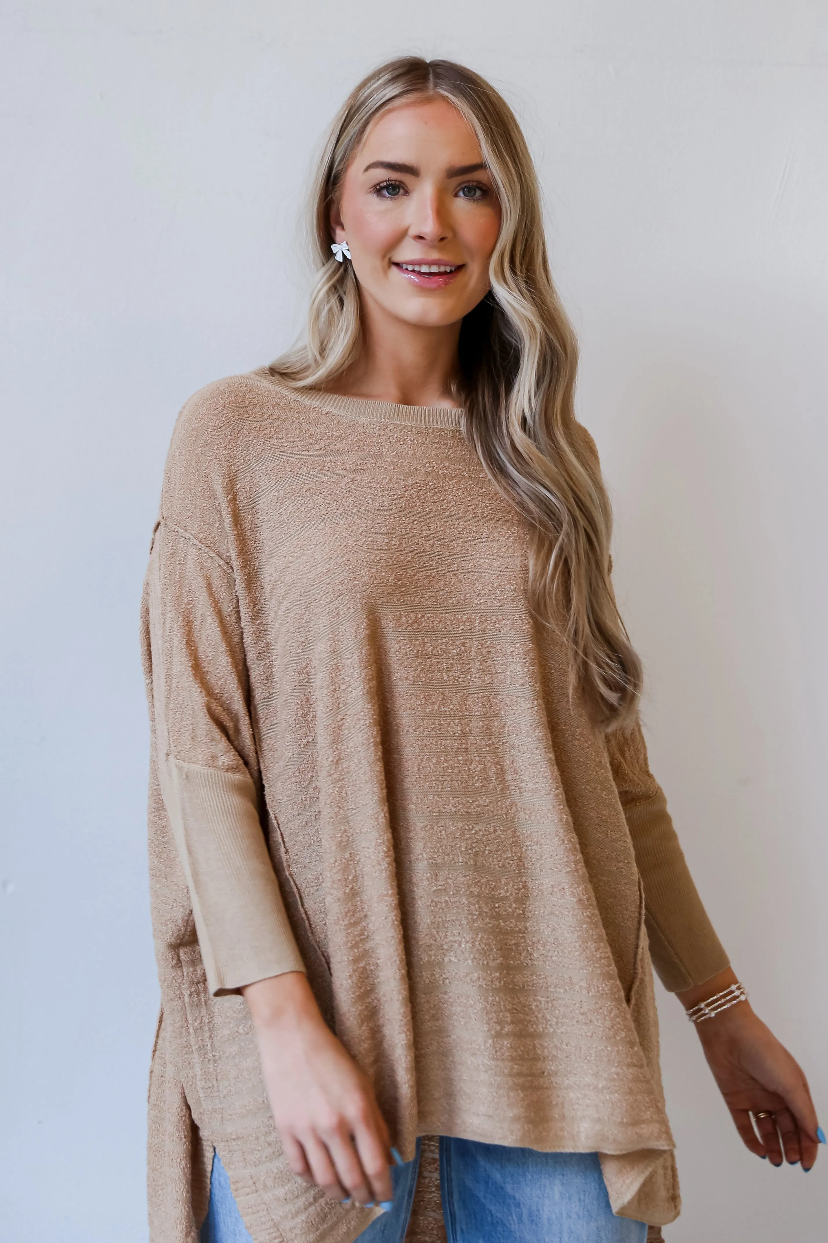 FINAL SALE - More Than Essential Taupe Oversized Knit Top