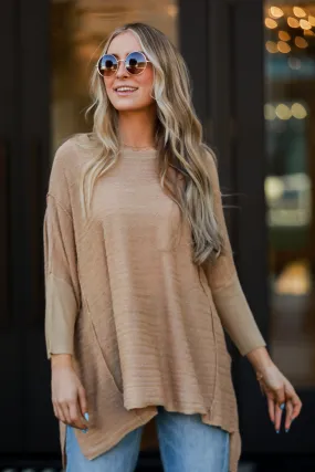 FINAL SALE - More Than Essential Taupe Oversized Knit Top