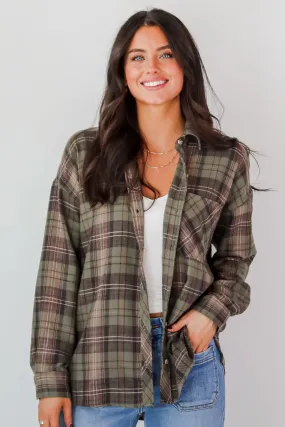 FINAL SALE - Significantly Chic Light Olive Plaid Flannel