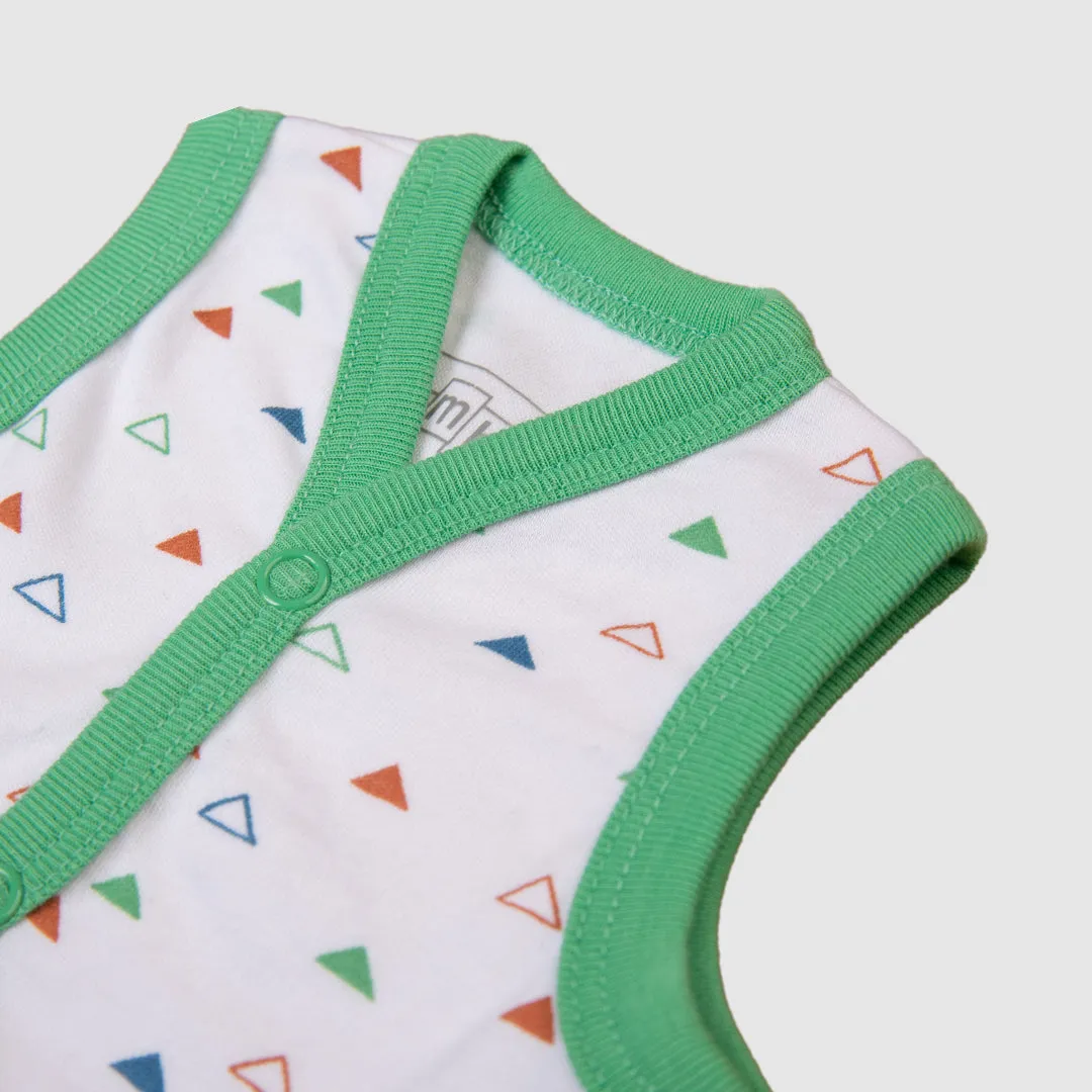 Green Dinosaur Sleeveless Baby Vest Set