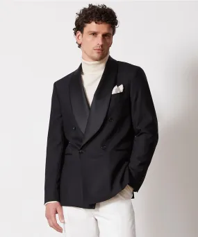 Italian Double Breasted Shawl Tuxedo Jacket in Black