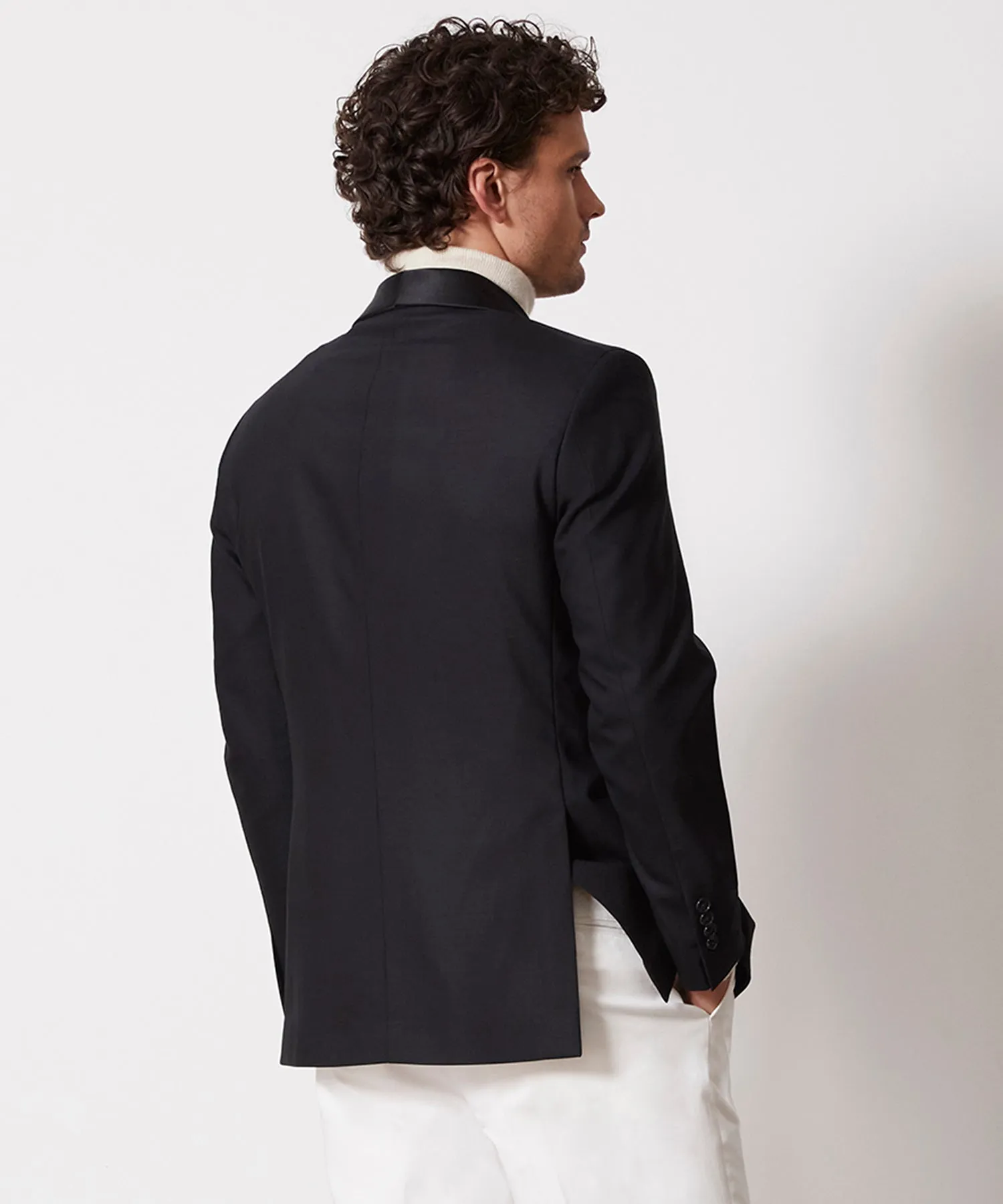 Italian Double Breasted Shawl Tuxedo Jacket in Black