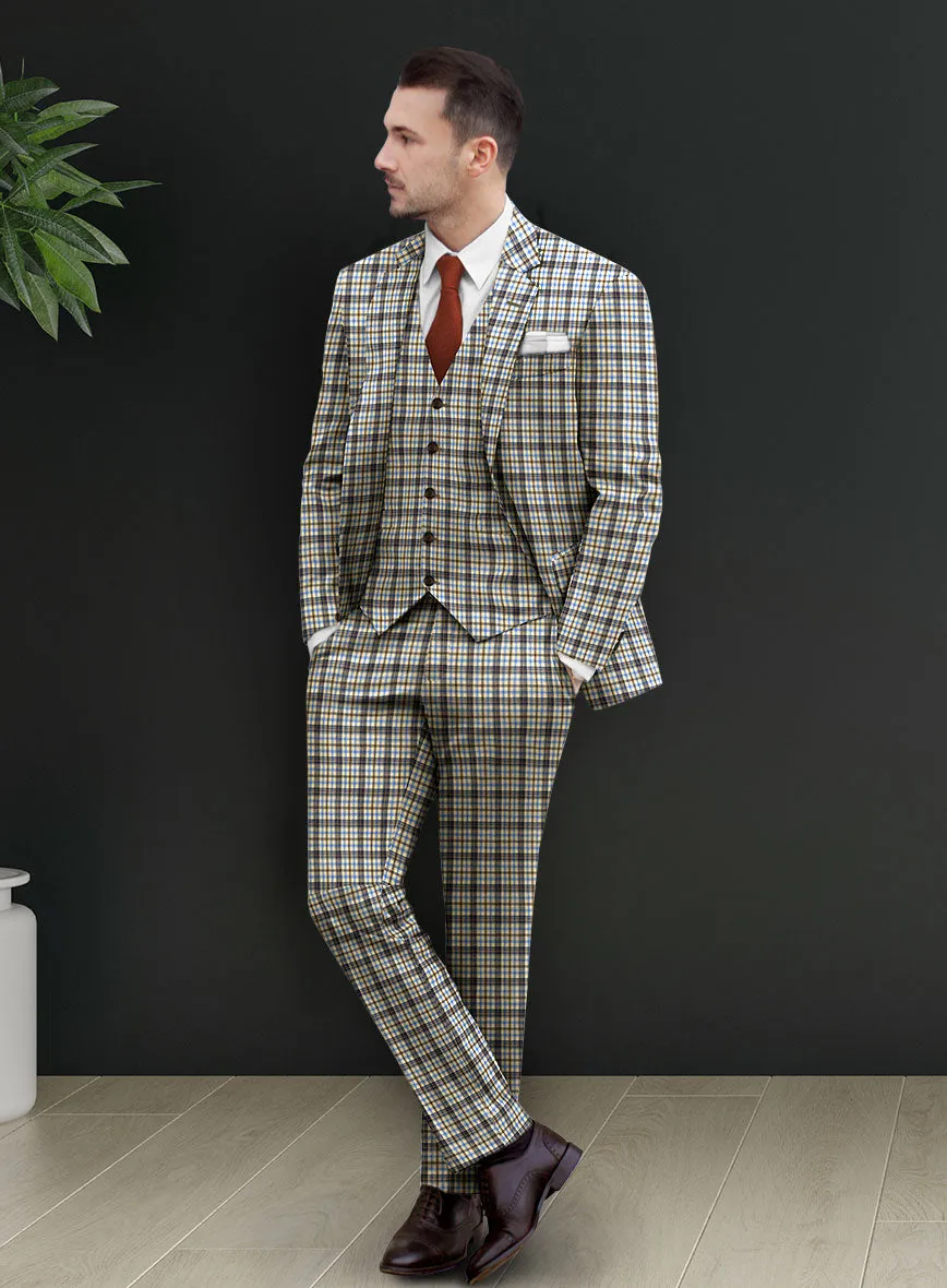 Italian Murano Cipco Checks Wool Linen Silk Suit