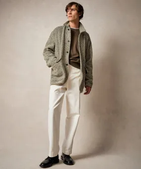 Italian Wool Walking Jacket in Cream Herringbone