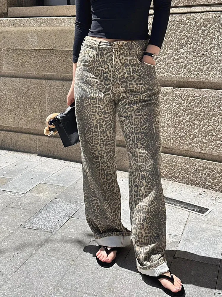 Ivyshape | Baggy Leopard Jeans