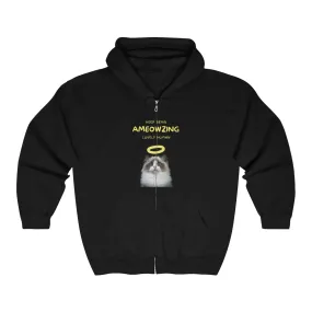 Keep Being Ameowzing Lovely Human Cat POD Unisex Heavy Blend Full Zip Hooded Sweatshirt