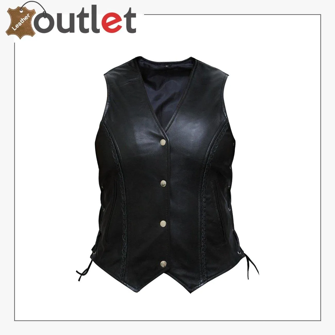 Ladies New Motorcycle Biker Soft Leather Vest Waistcoat