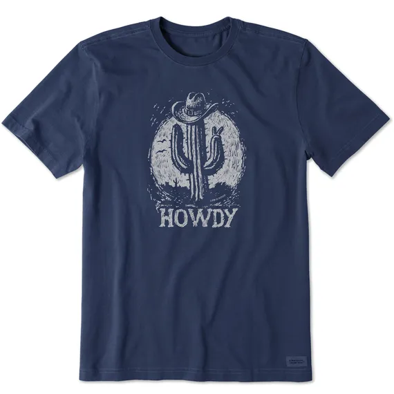 Men's Woodcut Cactus Howdy Short-Sleeve Tee - Darkest Blue