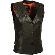 Milwaukee Leather ML1293 Women's Black ‘Wing Studded’ Leather Vest