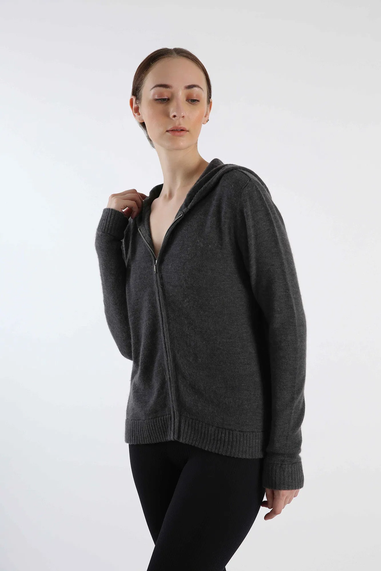 Pure Cashmere Hoody - Grey